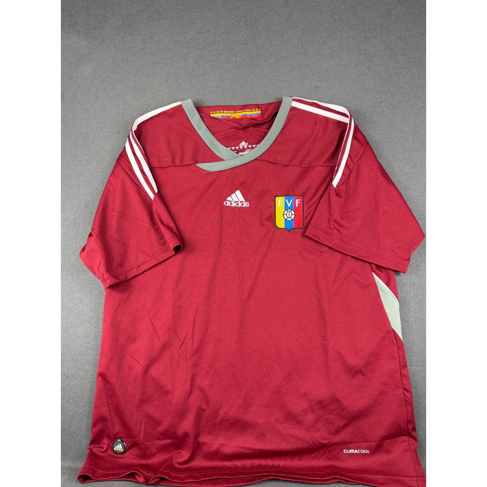 Vintage Adidas Mens Red 2011-2014 Venezuela Home Jersey ClimaCool Logo Sports XL